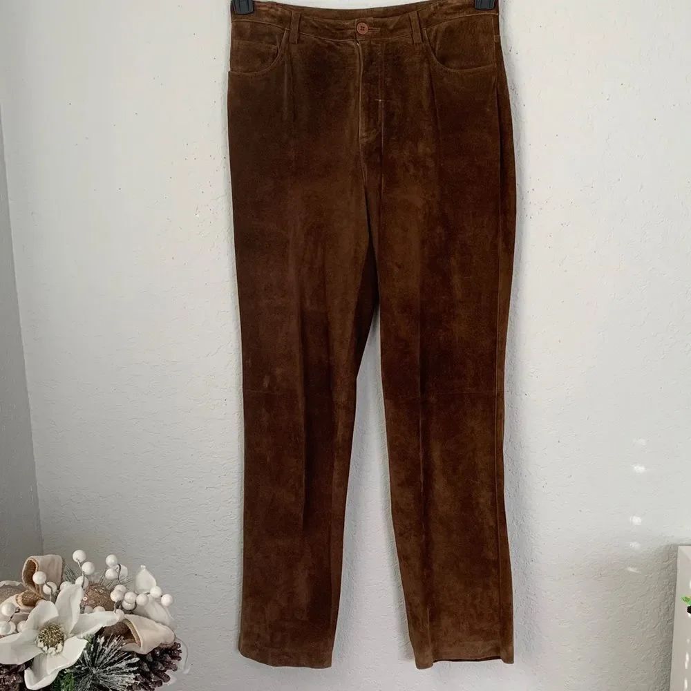 Brandon Thomas Women’s Leather Brown Pants Pockets Size 8